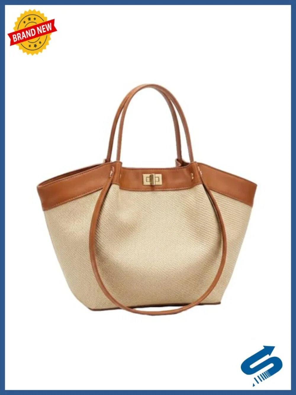 Canvas & Faux Leather Winged Tote Satchel Shoulder Bag Work Purse Laptop
